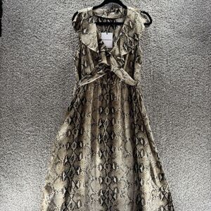 Glamorous Dress Womens 8 Midi Lenora Snakeskin Print Tie Back New With Tags Poly